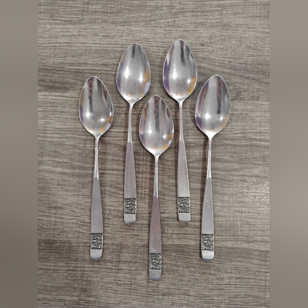 National Stainless Black Rose Japan Flatware‎ Set of 5 Serving Tablespoons